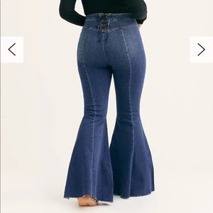Free People Lace Up High Waisted Flare Jeans